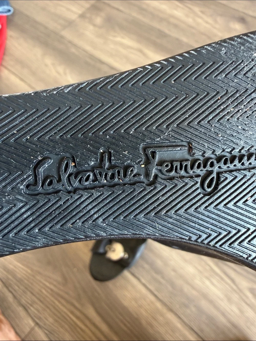 Salvatore Ferragamo Black Leather Gancini Platform Slide Sandals 9.5B